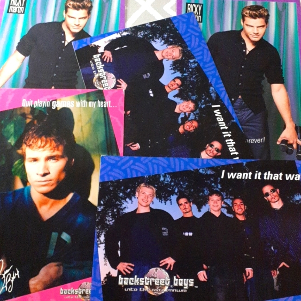Bundle of 2000s greeting cards backstreet boys, Brian from BSB and Ricky Martin